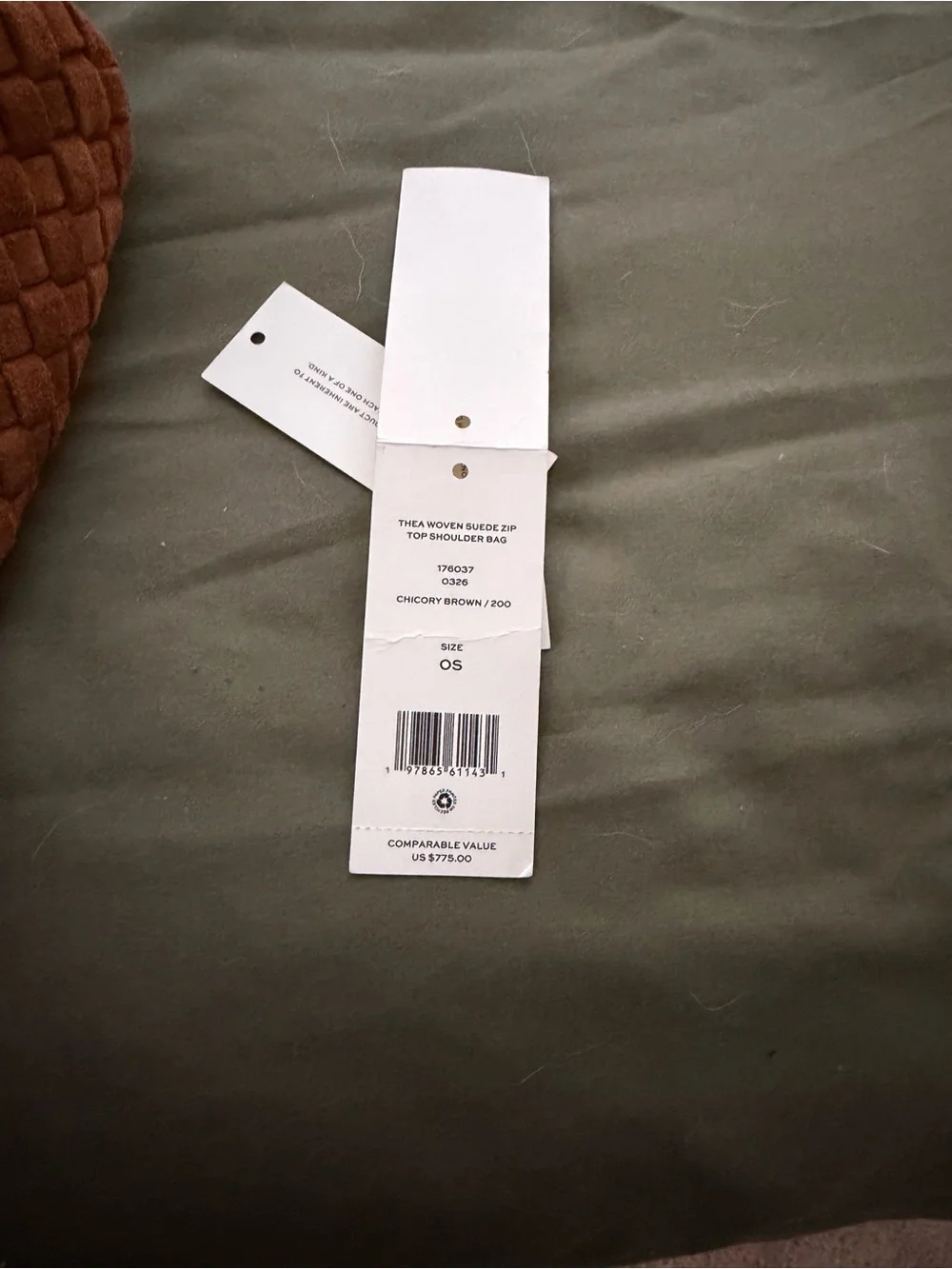 Tory Burch Woven Suede Shoulder Bag in Camel Brown with Gold Logo